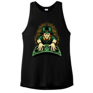 Leprechaun Dj St Patricks Ladies PosiCharge Tri-Blend Wicking Tank