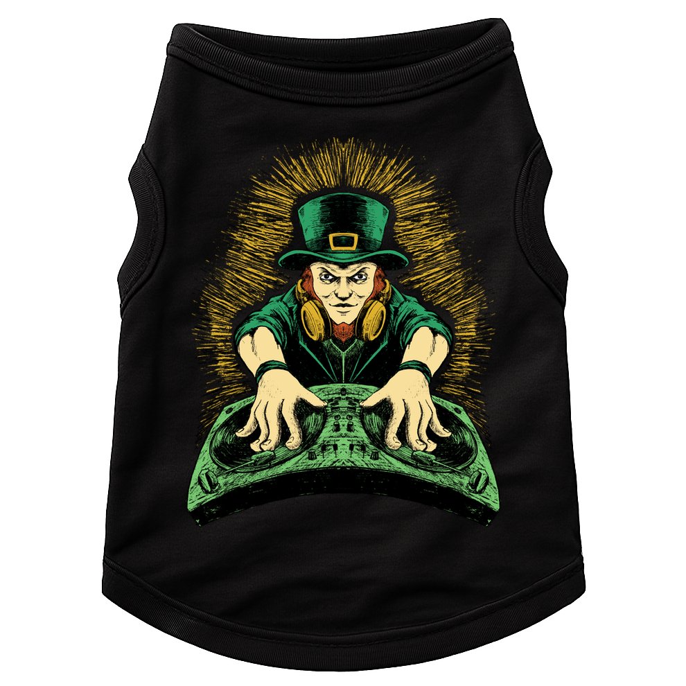Leprechaun Dj St Patricks Doggie Tank