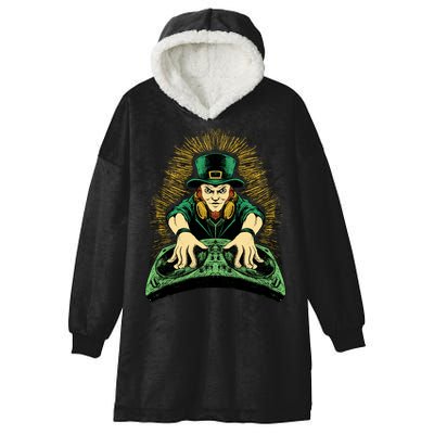 Leprechaun Dj St Patricks Hooded Wearable Blanket