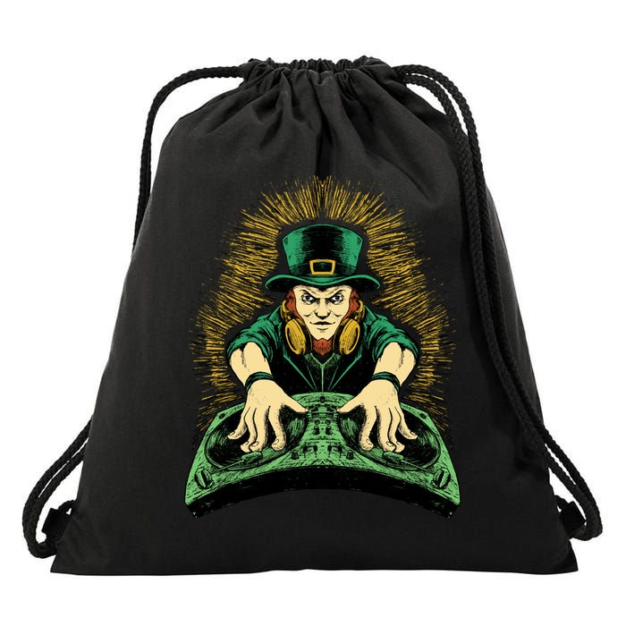 Leprechaun Dj St Patricks Drawstring Bag