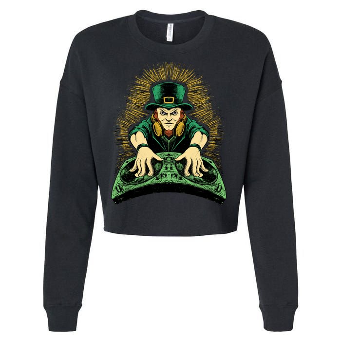 Leprechaun Dj St Patricks Cropped Pullover Crew