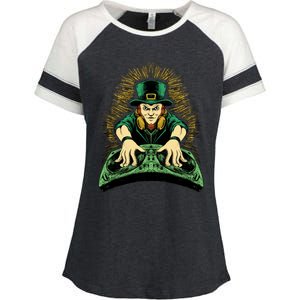 Leprechaun Dj St Patricks Enza Ladies Jersey Colorblock Tee