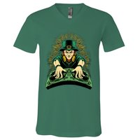 Leprechaun Dj St Patricks V-Neck T-Shirt