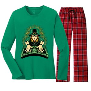 Leprechaun Dj St Patricks Women's Long Sleeve Flannel Pajama Set 