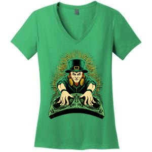 Leprechaun Dj St Patricks Women's V-Neck T-Shirt