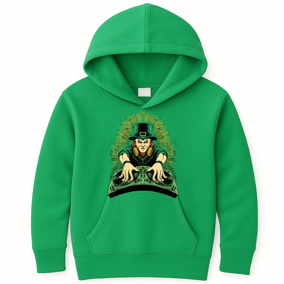 Leprechaun Dj St Patricks Kids Hoodie