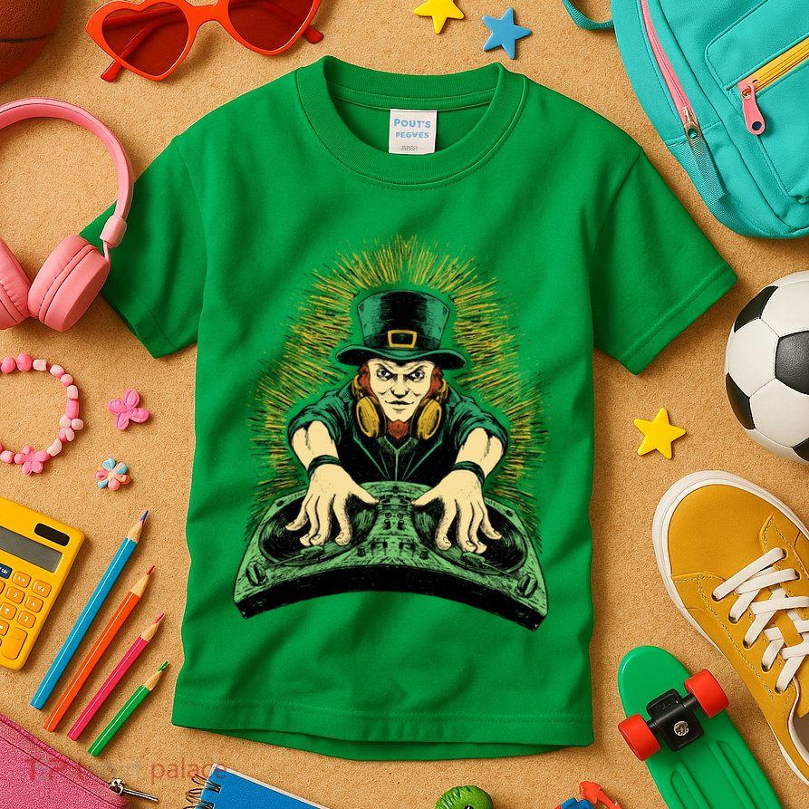Leprechaun Dj St Patricks Kids T-Shirt