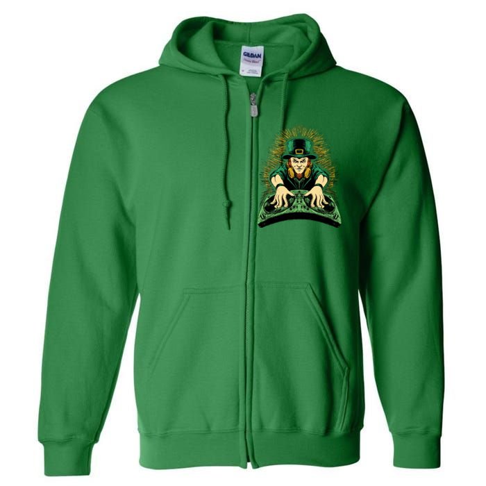 Leprechaun Dj St Patricks Full Zip Hoodie