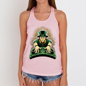 Leprechaun Dj St Patricks Women's Knotted Racerback Tank