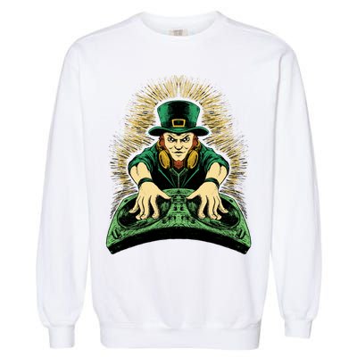Leprechaun Dj St Patricks Garment-Dyed Sweatshirt