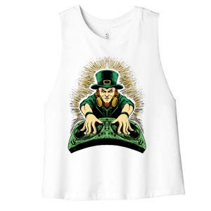 Leprechaun Dj St Patricks Women's Racerback Cropped Tank