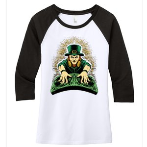 Leprechaun Dj St Patricks Women's Tri-Blend 3/4-Sleeve Raglan Shirt