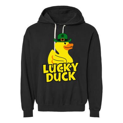 Lucky Duck Shamrock Rubber Ducky Funny St Patricks Day Garment-Dyed Fleece Hoodie