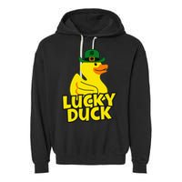 Lucky Duck Shamrock Rubber Ducky Funny St Patricks Day Garment-Dyed Fleece Hoodie