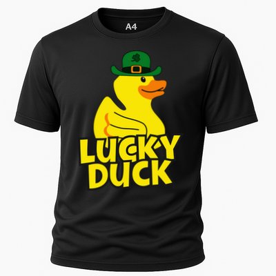 Lucky Duck Shamrock Rubber Ducky Funny St Patricks Day Cooling Performance Crew T-Shirt