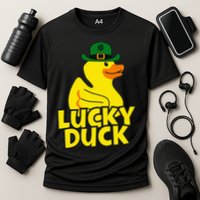 Lucky Duck Shamrock Rubber Ducky Funny St Patricks Day Performance Shirt