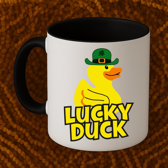 Lucky Duck Shamrock Rubber Ducky Funny St Patricks Day Mug