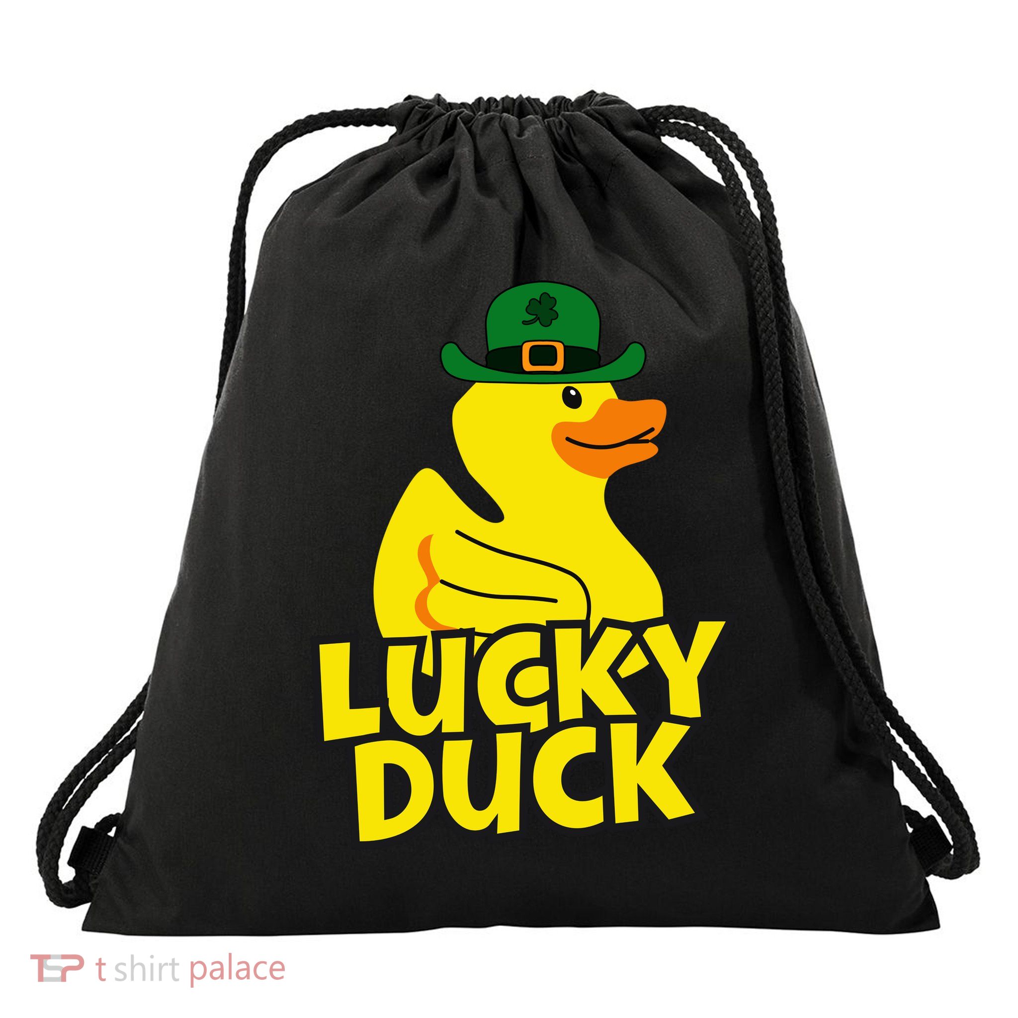 Lucky Duck Shamrock Rubber Ducky Funny St Patricks Day Drawstring Bag
