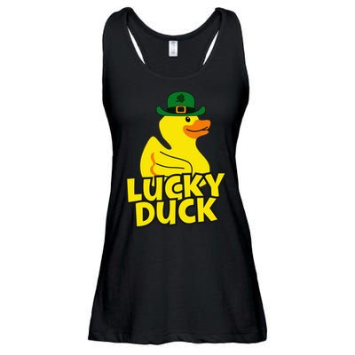 Lucky Duck Shamrock Rubber Ducky Funny St Patricks Day Ladies Essential Flowy Tank