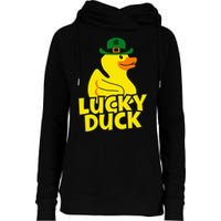 Lucky Duck Shamrock Rubber Ducky Funny St Patricks Day Womens Funnel Neck Pullover Hood