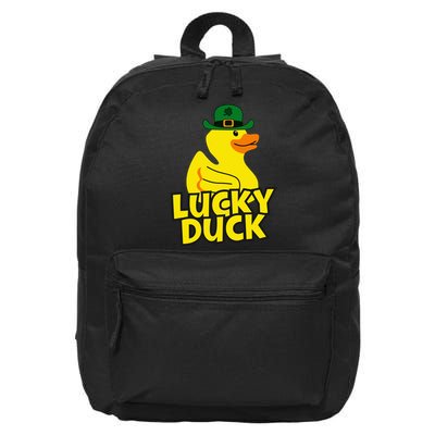 Lucky Duck Shamrock Rubber Ducky Funny St Patricks Day 16 in Basic Backpack