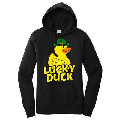 Lucky Duck Shamrock Rubber Ducky Funny St Patricks Day Women's Pullover Hoodie