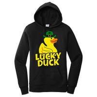 Lucky Duck Shamrock Rubber Ducky Funny St Patricks Day Women's Pullover Hoodie