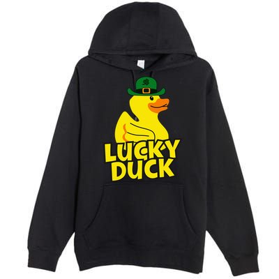 Lucky Duck Shamrock Rubber Ducky Funny St Patricks Day Premium Pullover Hoodie