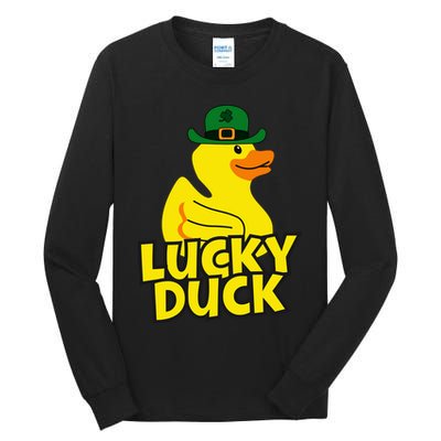 Lucky Duck Shamrock Rubber Ducky Funny St Patricks Day Tall Long Sleeve T-Shirt
