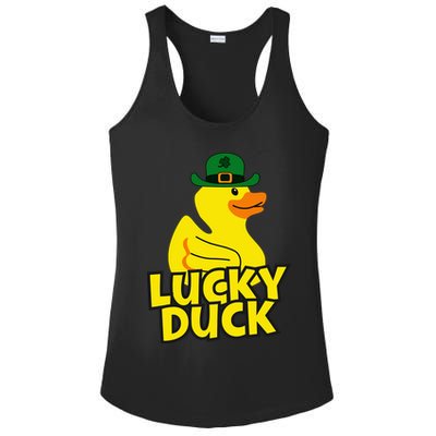 Lucky Duck Shamrock Rubber Ducky Funny St Patricks Day Ladies PosiCharge Competitor Racerback Tank