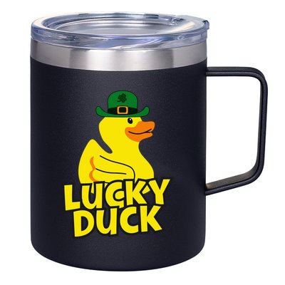 Lucky Duck Shamrock Rubber Ducky Funny St Patricks Day 12oz Stainless Steel Coffee Mug