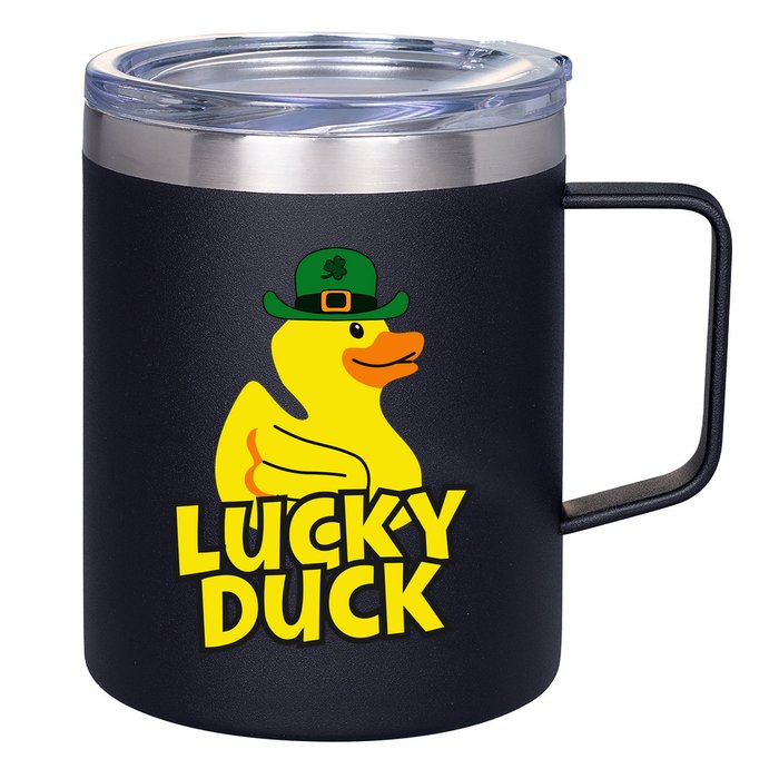 Lucky Duck Shamrock Rubber Ducky Funny St Patricks Day 12oz Stainless Steel Coffee Mug