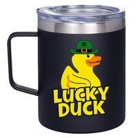 Lucky Duck Shamrock Rubber Ducky Funny St Patricks Day 12oz Stainless Steel Coffee Mug