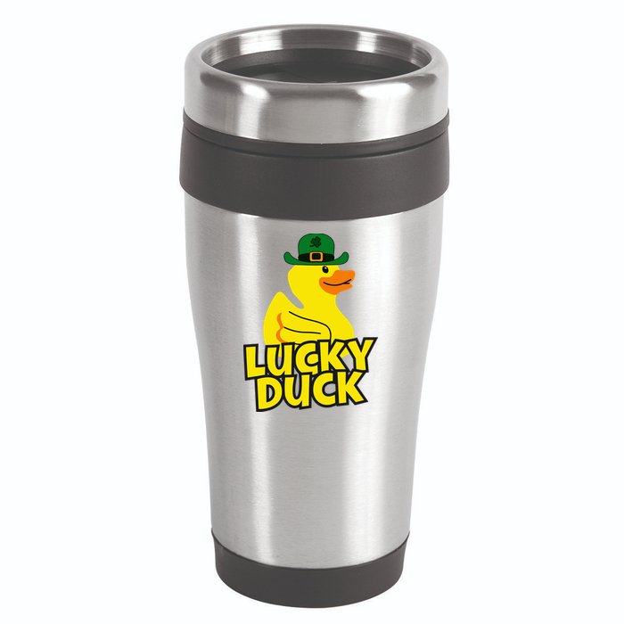 Lucky Duck Shamrock Rubber Ducky Funny St Patricks Day 16oz Travel Tumbler