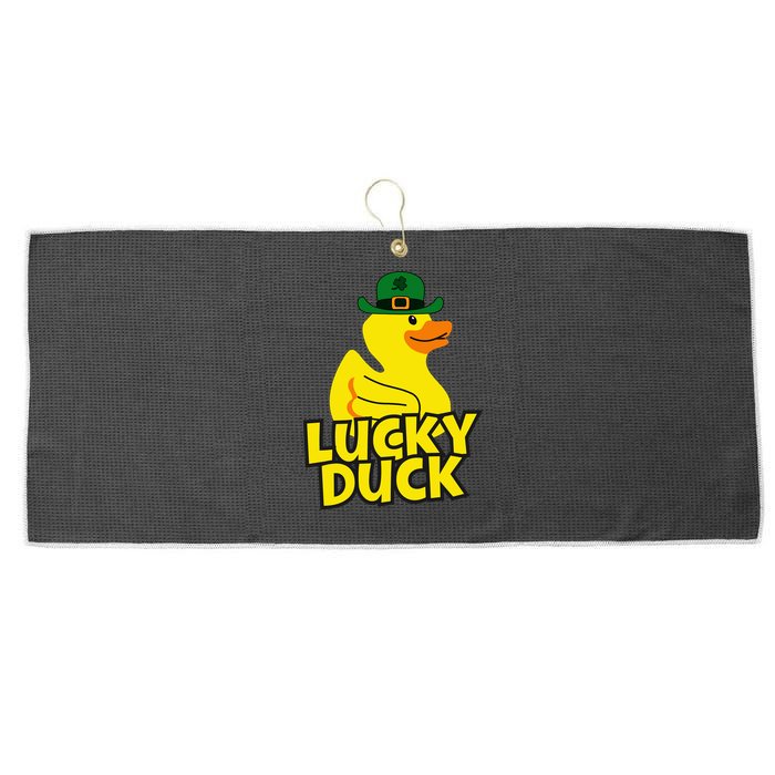 Lucky Duck Shamrock Rubber Ducky Funny St Patricks Day Large Microfiber Waffle Golf Towel