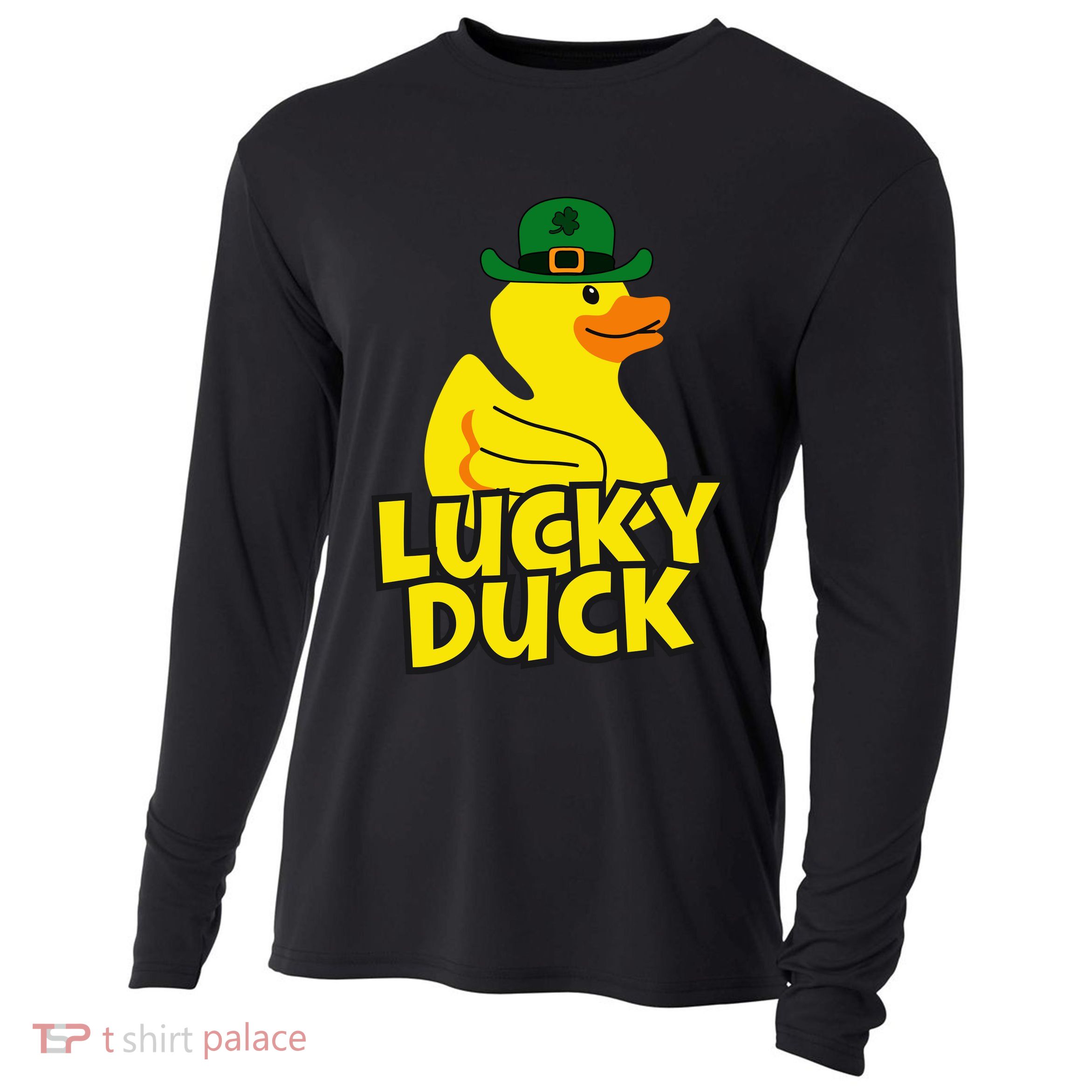 Lucky Duck Shamrock Rubber Ducky Funny St Patricks Day Cooling Performance Long Sleeve Crew