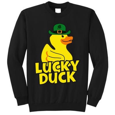 Lucky Duck Shamrock Rubber Ducky Funny St Patricks Day Tall Sweatshirt