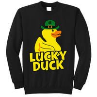 Lucky Duck Shamrock Rubber Ducky Funny St Patricks Day Tall Sweatshirt