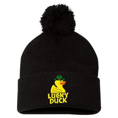 Lucky Duck Shamrock Rubber Ducky Funny St Patricks Day Pom Pom 12in Knit Beanie