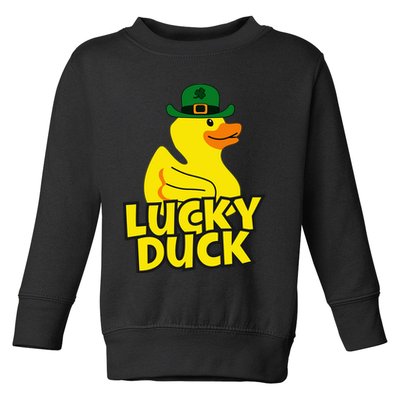 Lucky Duck Shamrock Rubber Ducky Funny St Patricks Day Toddler Sweatshirt