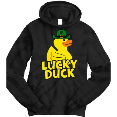 Lucky Duck Shamrock Rubber Ducky Funny St Patricks Day Tie Dye Hoodie