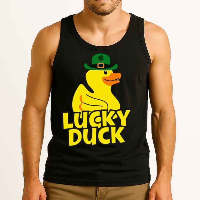 Lucky Duck Shamrock Rubber Ducky Funny St Patricks Day Tank Top