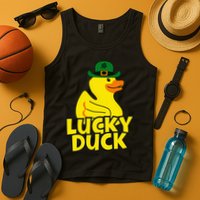 Lucky Duck Shamrock Rubber Ducky Funny St Patricks Day Tank Top