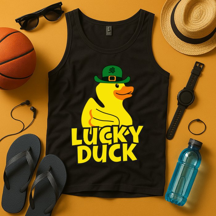 Lucky Duck Shamrock Rubber Ducky Funny St Patricks Day Tank Top