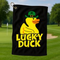 Lucky Duck Shamrock Rubber Ducky Funny St Patricks Day Golf Towel