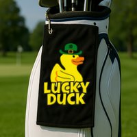 Lucky Duck Shamrock Rubber Ducky Funny St Patricks Day Golf Towel