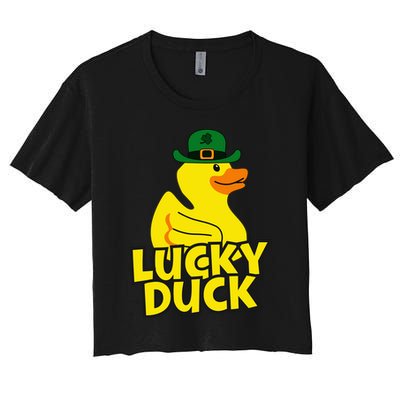 Lucky Duck Shamrock Rubber Ducky Funny St Patricks Day Crop Top