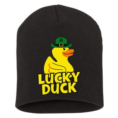 Lucky Duck Shamrock Rubber Ducky Funny St Patricks Day Short Acrylic Beanie