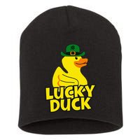 Lucky Duck Shamrock Rubber Ducky Funny St Patricks Day Short Acrylic Beanie
