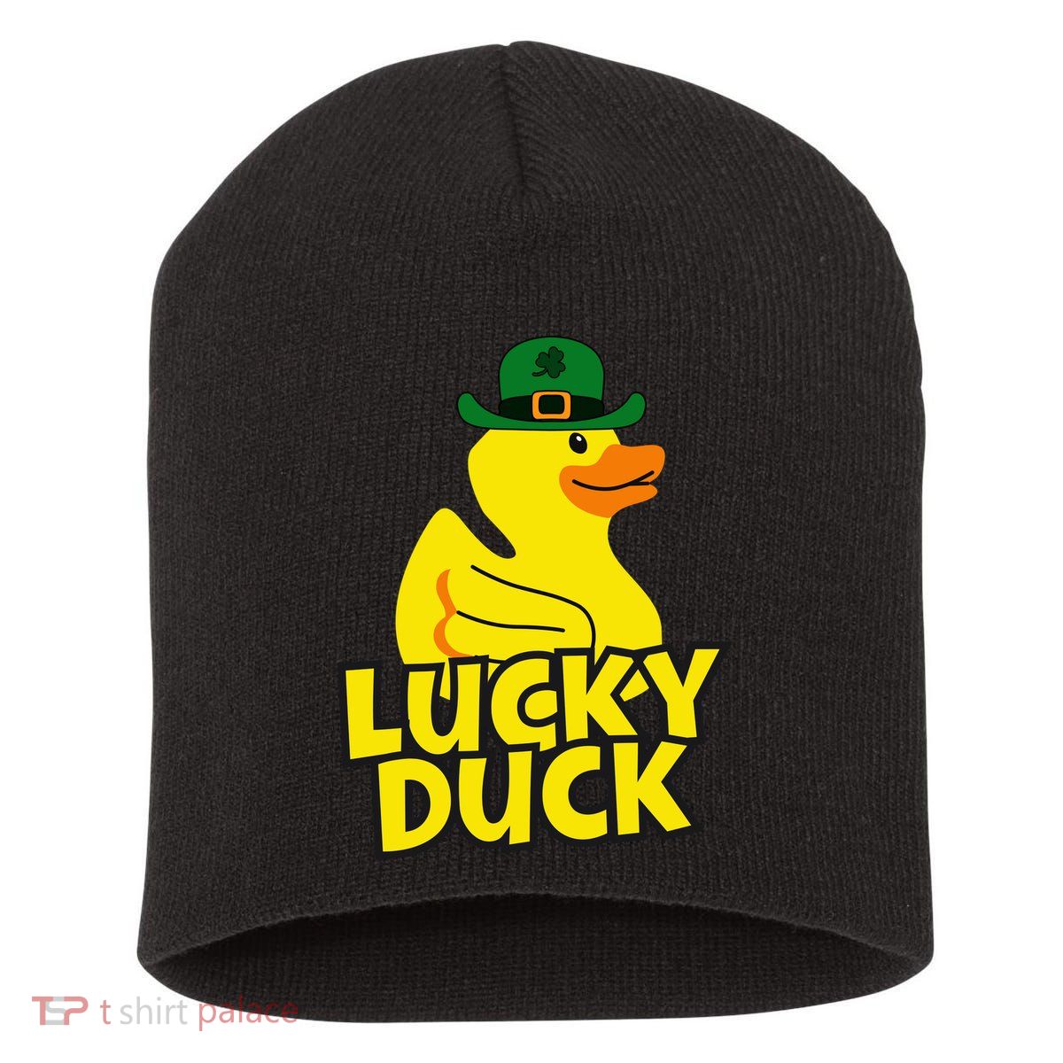 Lucky Duck Shamrock Rubber Ducky Funny St Patricks Day Short Acrylic Beanie